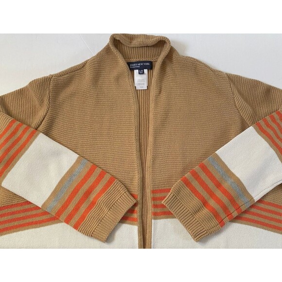 Jones New York Waterfall Cardigan Sweater Women XL Multi Stripes Open Front Read - Picture 3 of 11